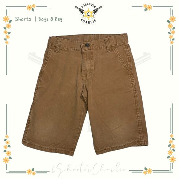 Wrangler 3CPBWAO Kids Canvas Short Boys 8 Reg Brown 100% Cotton Adjustable Waist - Picture 1 of 6